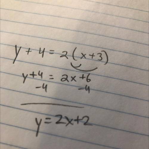 Y+4=2(x+3) In slope-intercept form