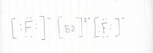 Draw a ionic Lewis dot structure for Ba + F
(Will give Brainliest for the best answer)