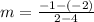 m=\frac{-1-\left(-2\right)}{2-4}