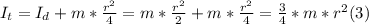 I_{t} = I_{d} + m*\frac{r^{2}}{4}   = m*\frac{r^{2}}{2} + m*\frac{r^{2}}{4}  = \frac{3}{4}*  m*r^{2} (3)