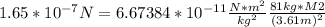 1.65*10^{-7} N=6.67384*10^{-11} \frac{N*m^{2} }{kg^{2} }\frac{81 kg*M2}{(3.61 m)^{2} }