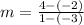 m=\frac{4-\left(-2\right)}{1-\left(-3\right)}