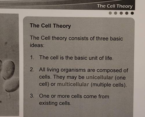 Which of the statements is part of the cell theory