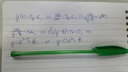 Find the general solution of the differential equation y'(t)=7y-6