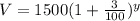 V=1500(1+\frac{3}{100})^y