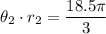 \displaystyle \theta_2\cdot r_2=\frac{18.5\pi}{3}