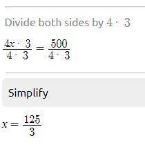 Find the exact solution of x.
4x3 = 500