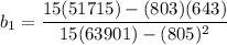 b_1 = \dfrac{15(51715) - (803) (643)}{15(63901)-(805)^2}