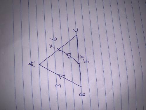 Given triangle ABC with AB = 3 , BC = 5 , and CA = 6. X is the midpoint of AC and Y is the midpoint