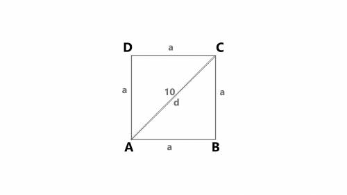 If the length of a diagonal square is 10 feet, the length of the side of the square is?