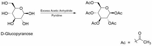 Write the structure(s) for the organic product(s) of the carbohydrate reaction below. excess acetic 
