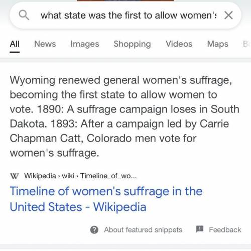 6. What state was the first to allow women the right to vote? When?