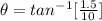 \theta  = tan^{-1}[ \frac{1.5}{10}]