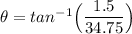 \theta = tan^{-1} \Big (\dfrac{1.5}{34.75}} \Big)