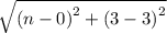 \sqrt{ {(n - 0)}^{2} +  {(3 - 3)}^{2}  }