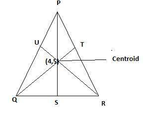 In δpqr,ps ,qt , and ru are the medians, and ps and qt intersect at the point (4, 5)ru. intersects p