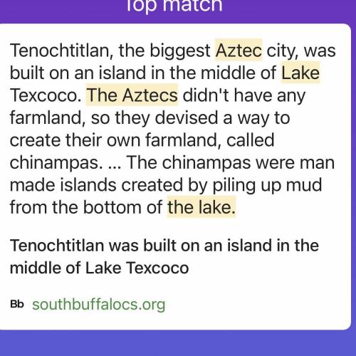 What did the Aztecs build on the lake and how else did they
use the lake?