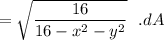 =\sqrt{ \dfrac{16}{16-x^2-y^2}  }\ \ .dA