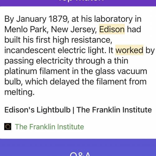 What material finally worked in Thomas Edison’s invention