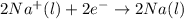2Na^+(l)+2e^-\rightarrow 2Na(l)