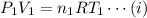 P_1V_1=n_1RT_1\cdots(i)
