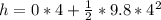 h =  0 *  4 + \frac{1}{2}*  9.8 *4^2