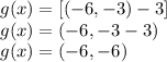 g(x) = [(-6, -3) - 3]\\g(x) = (-6, -3-3)\\g(x) =(-6, -6)