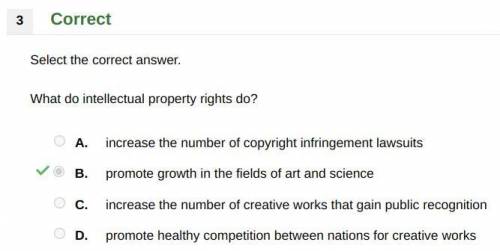 What do intellectual property rights do?

○ A. increase the number of copyright infringement lawsuit