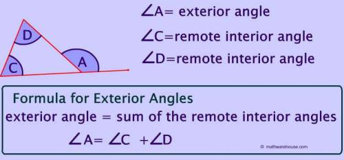 Angles that are located outside the triangle are called (blank) the sum of the exterior angles of a 