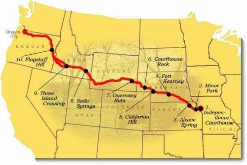 Copy and paste a map of the oregon trail into a document. put at least 4 points of interest on the m