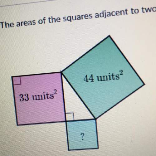 The areas of the squares adjacent to two sides of a right triangle are shown below 40 !
