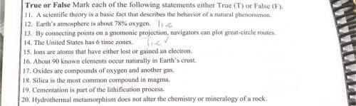 True or false for earth science hw .. can someone me?