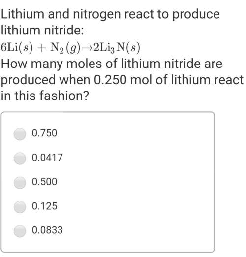 How many moles of lithium nitrate are produced when 0.250 moles of lithium react in this fashion? &lt;