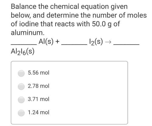 Determine the number of moles of iodine that reacts with 50g of aluminum
