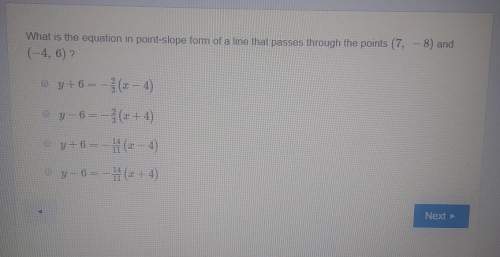 What is the equation in point-slope form of a line that passes through the points (7,-8) and(-