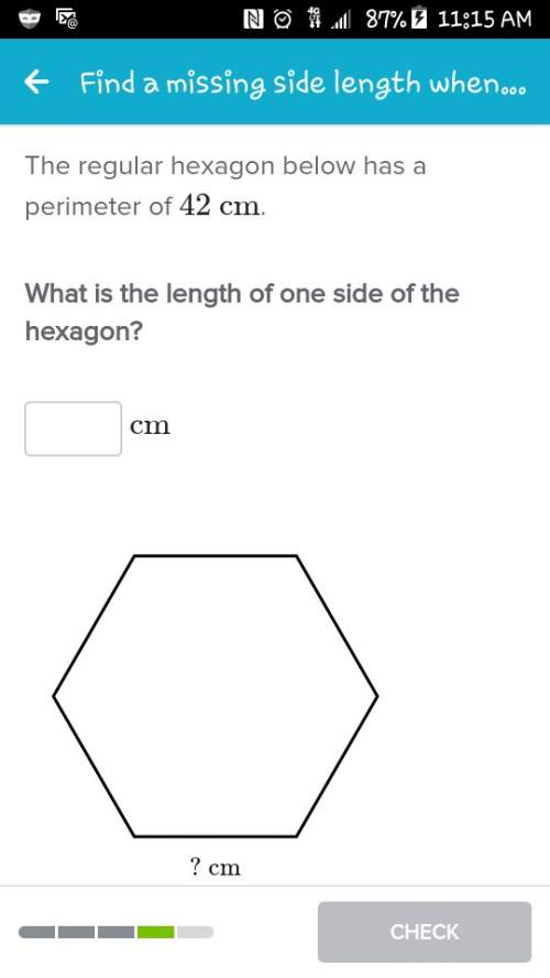 The regular hexagon below has a perimeter of 42 cm what is the length of one side of the hexagon