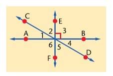 Name a pair of vertical angles. a. &lt; 2 and &lt; 5 b. &lt; 2 and &lt; 6