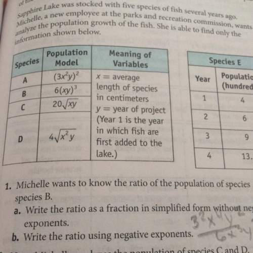 Ineed 1.b it says to write a ratio for species a and b but only using negative exponents pls