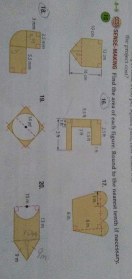 Find the area of questions 16 in question 18 round to the nearest tenth if necessary