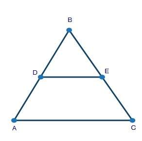 In δabc shown below, bd over ba equals be over bc:  triangle abc with segment de interse