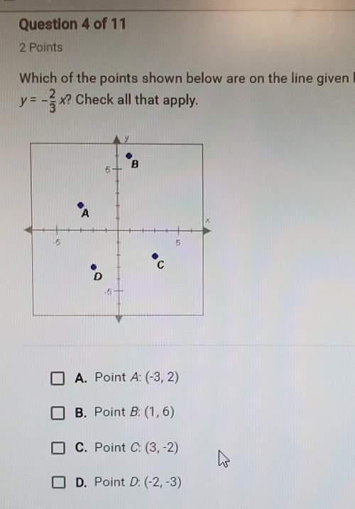 Which of the points shown below are on the line given by the equation y = 2/3 x? check all that app