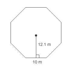 What is the area of the regular octagon with side length of 10 m and an apothem of 12.1m?