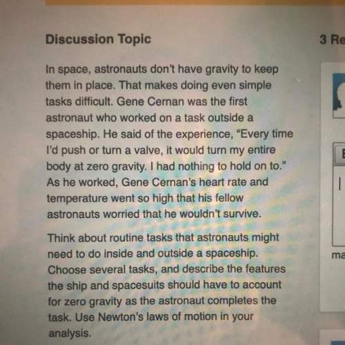 Place  discussion topic in space, astronauts don't have gravity to keep them in place. t