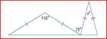 Find the measure of x for this shape.a. 36b.28c.32d.22