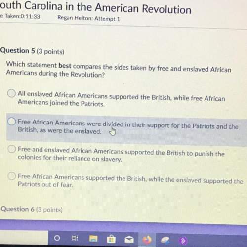 Which statement best compares the sides taken by free and enslaved african americans during the revo