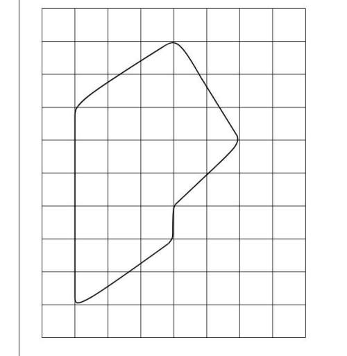 Use a composite figure to estimate the area of the figure. the grid has squares with side lengths of
