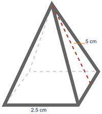 Asquare pyramid is shown. what is the surface area?