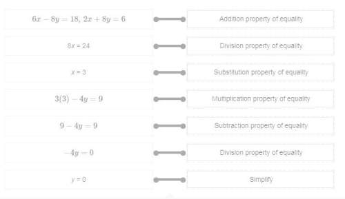 Which properties justify the steps taken to solve the system? {3x−4y=9 2x+8y=6 drag the answers int