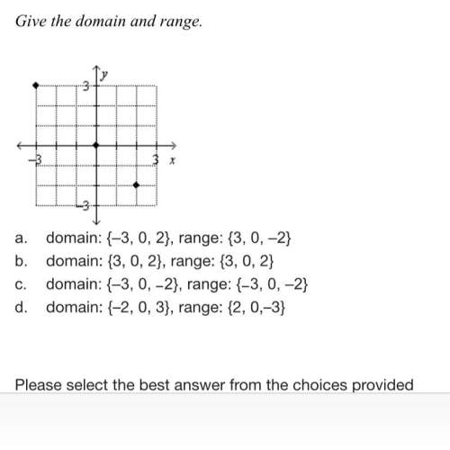 Give the domain and range. a. domain: {–3, 0, 2}, range: {3, 0, –2} b.
