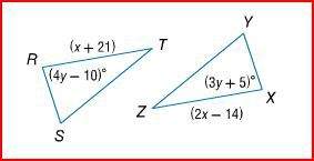 In the diagram, triangle rst is congruent to triangle xyz. find x. a. 7  b. 12